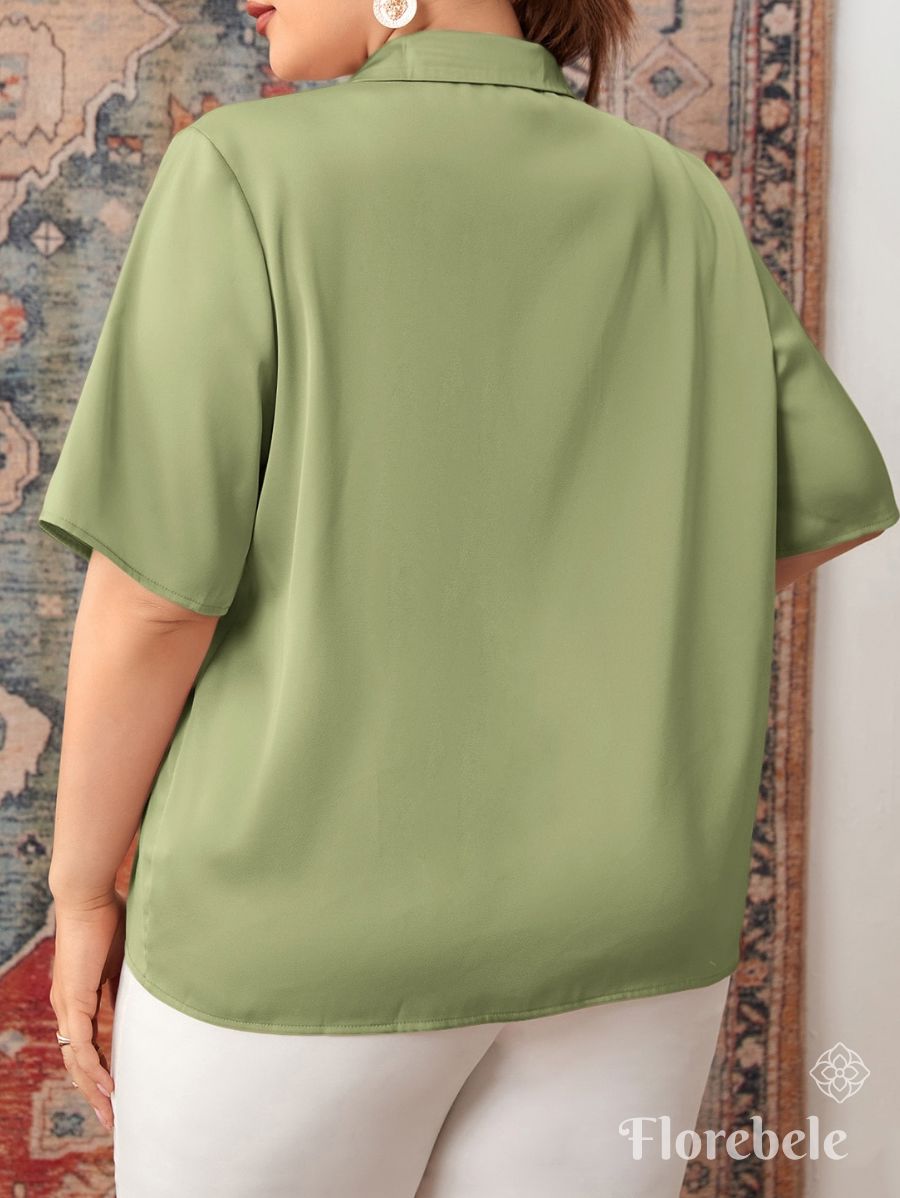 CAMISA SATINADA MANGA CORTA Camisa Plus Size 07 Florebele