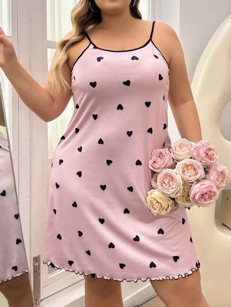 CAMISÓN CON ESTAMPADO DE CORAZONES Camisón Plus Size 09 Florebele