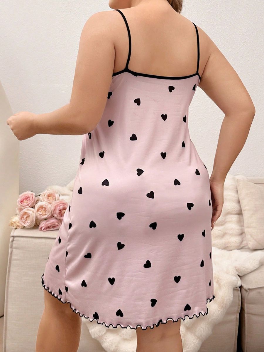 CAMISÓN CON ESTAMPADO DE CORAZONES Camisón Plus Size 09 Florebele