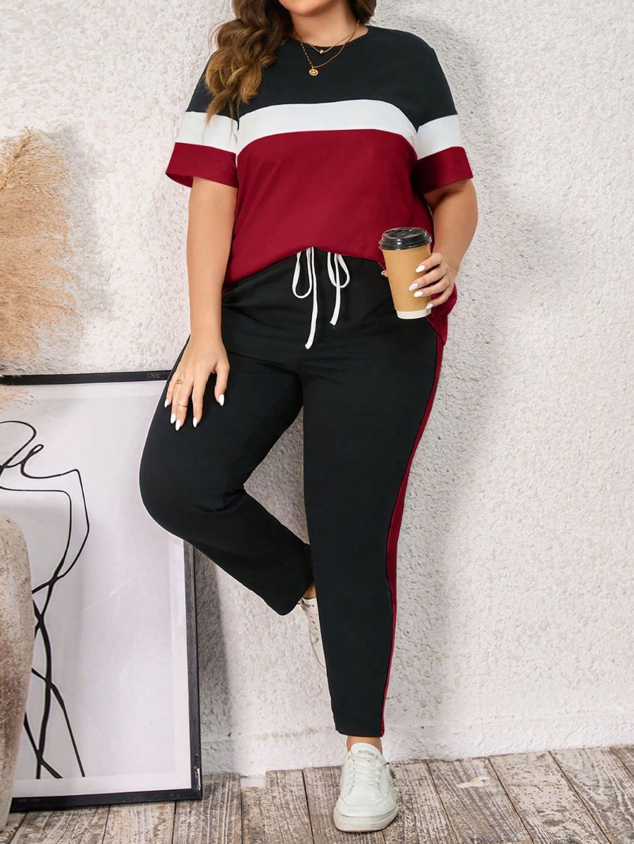 CONJUNTO CON BLOQUES DE COLOR Conjunto Plus Size 06 Florebele