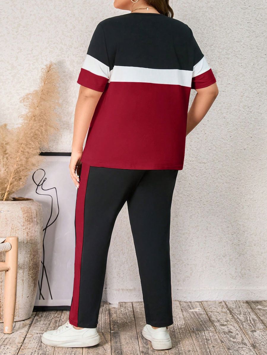 CONJUNTO CON BLOQUES DE COLOR Conjunto Plus Size 06 Florebele