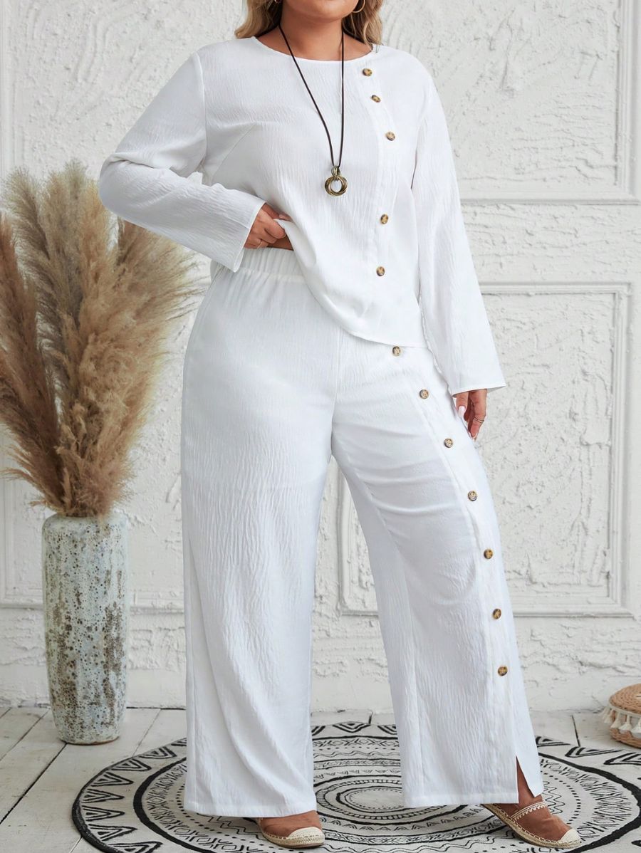 CONJUNTO CON DETALLE DE BOTONES Conjunto Plus Size 07 Florebele