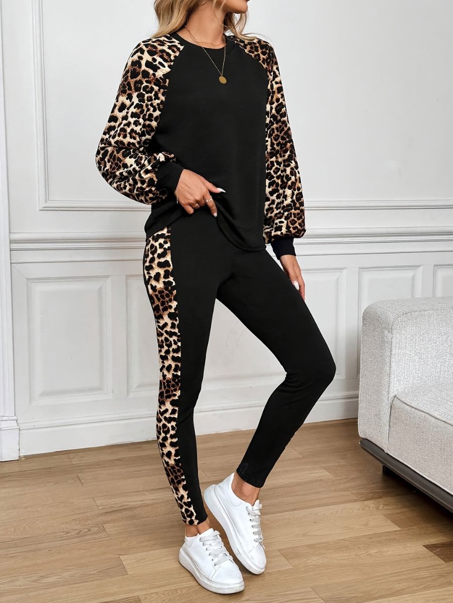 CONJUNTO CON DETALLE EN LEOPARDO Conjunto 13 Florebele XS