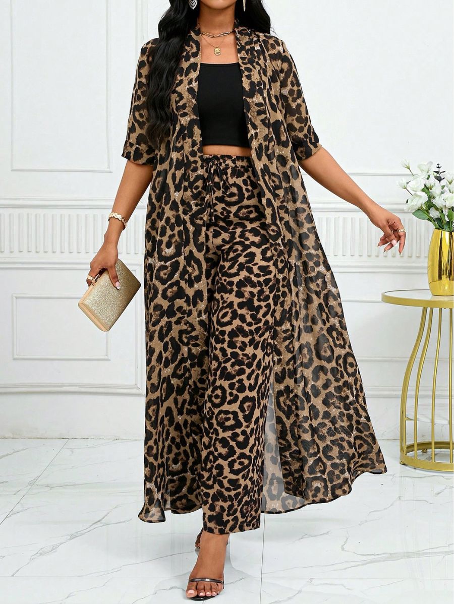 CONJUNTO CON ESTAMPADO LEOPARDO HOLGADO Conjunto 06 Florebele S