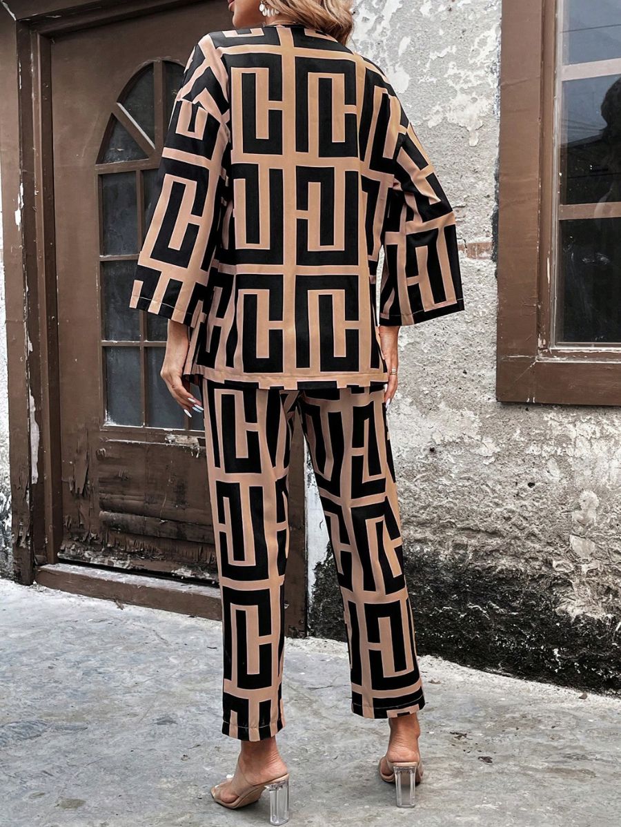 CONJUNTO DE CAMISA ABIERTA Y PANTALÓN Conjunto 19 Florebele