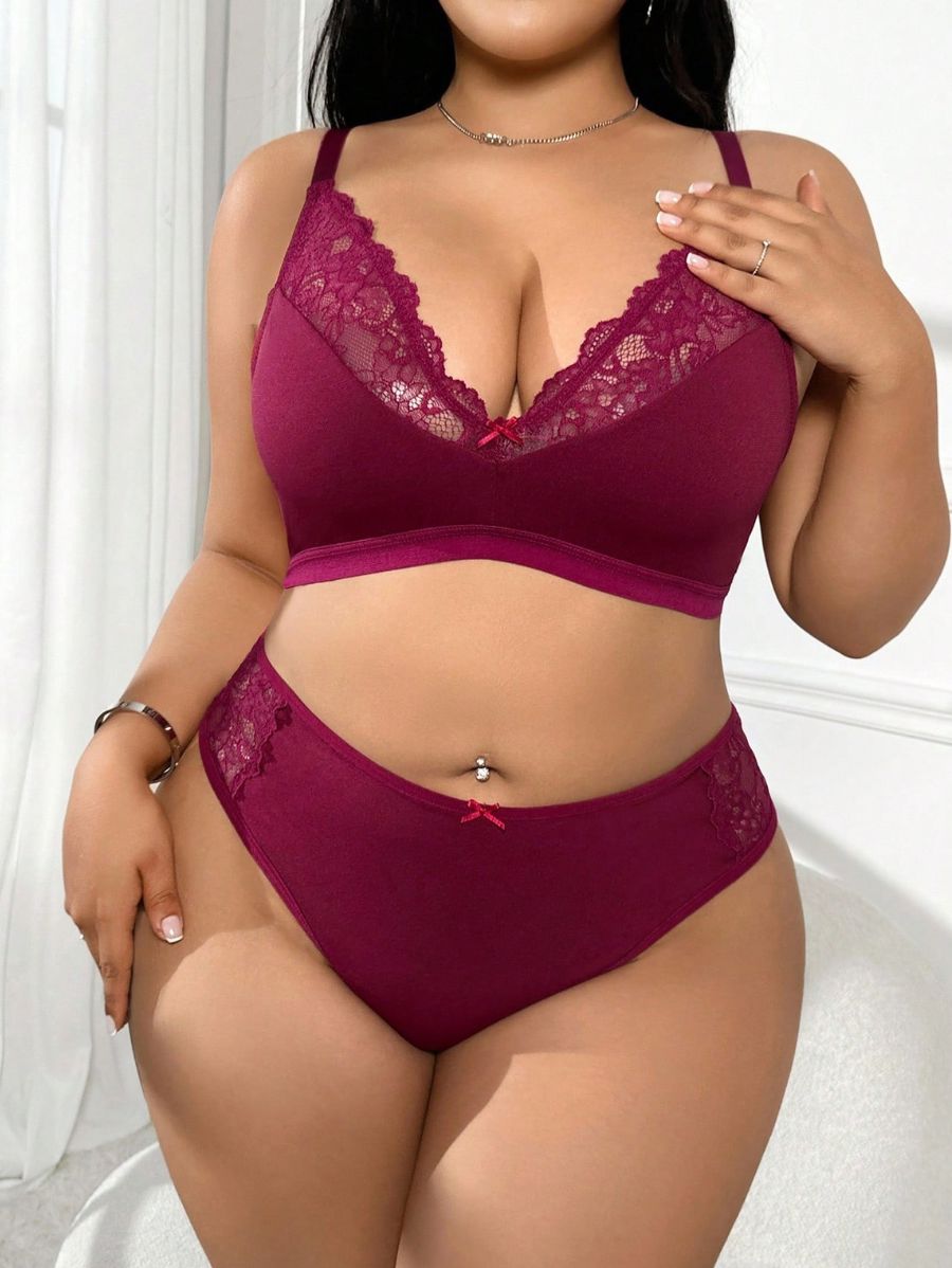 CONJUNTO DE ENCAJE Y CINTURA ALTA Lencería Plus Size 01 Florebele 1XL