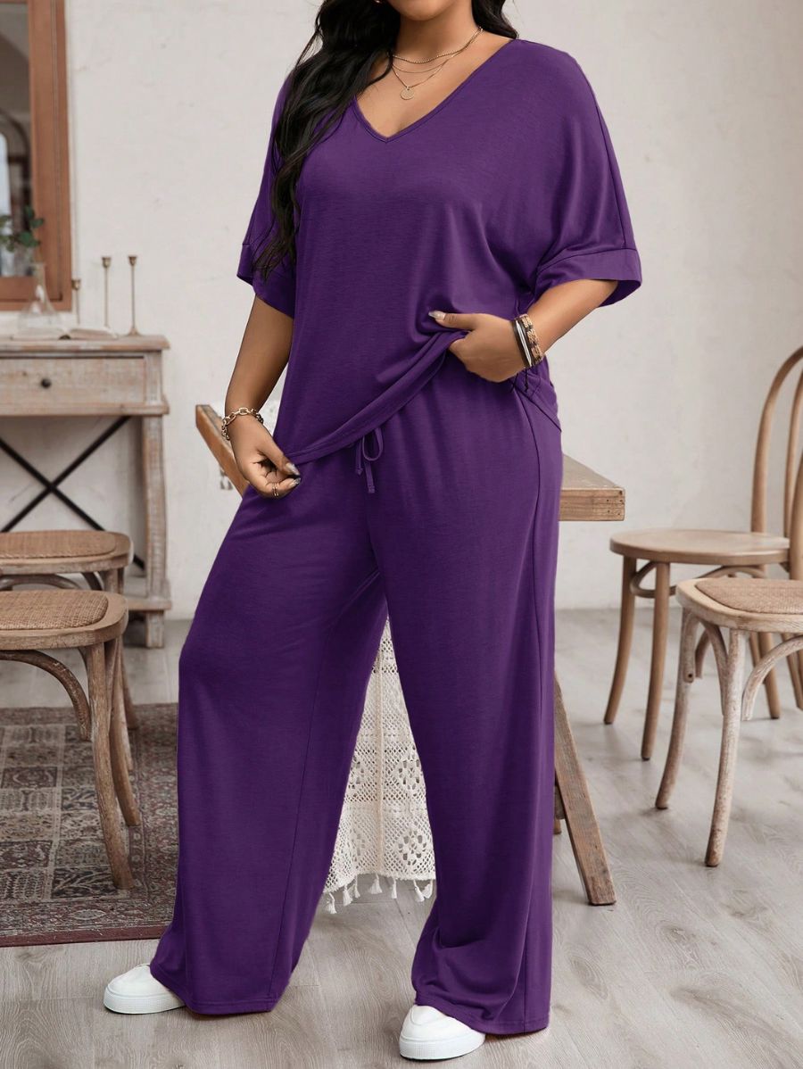 CONJUNTO HOLGADO CON ESCOTE EN V Conjunto Plus Size 11 Florebele Violeta 0XL