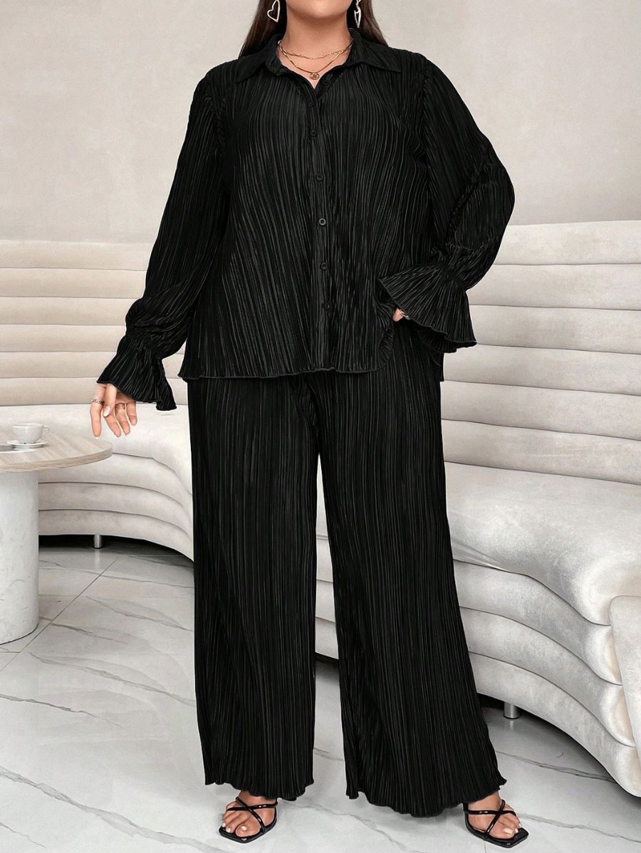 CONJUNTO PLISADO Conjunto Plus Size 10 Florebele Negro 0XL