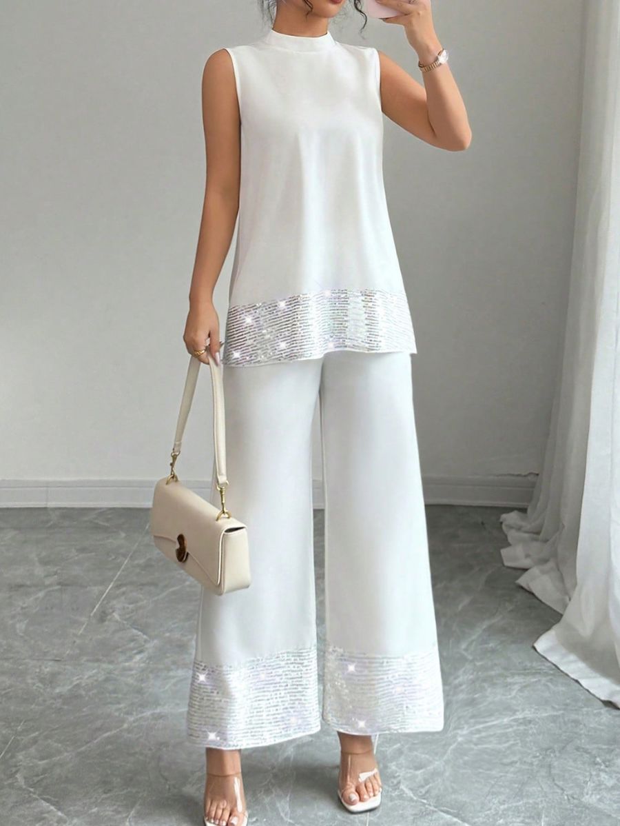 CONJUNTO SIN MANGAS CON LENTEJUELAS Conjunto 01 Florebele