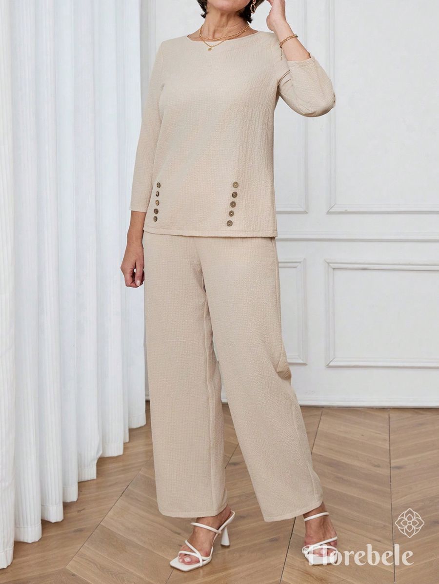 CONJUNTO UNICOLOR CON BOTONES Conjunto 18 Florebele