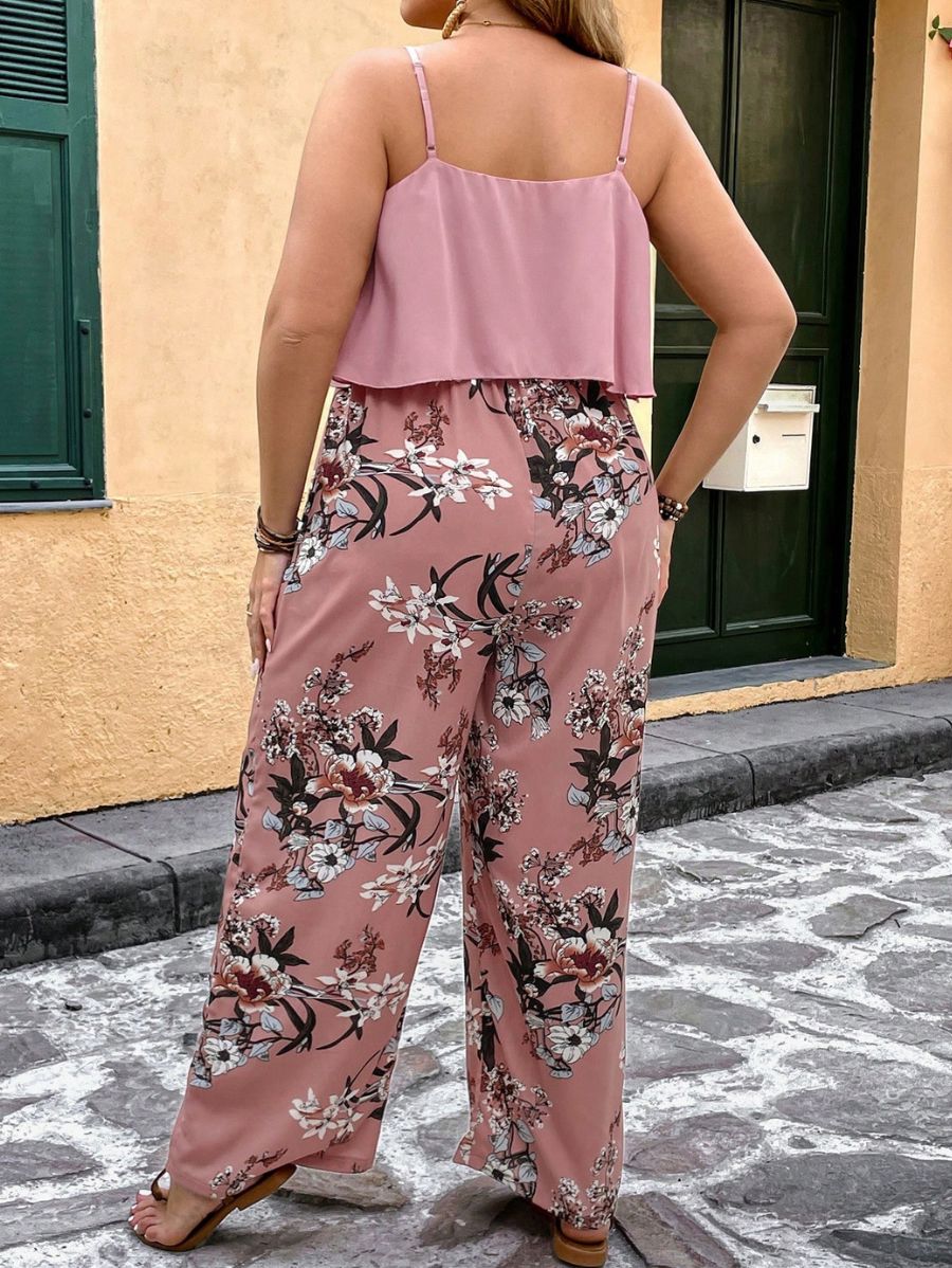 ENTERITO CON ESTAMPADO FLORAL Y PIERNA ANCHA Enterito Plus SIze 03 Florebele
