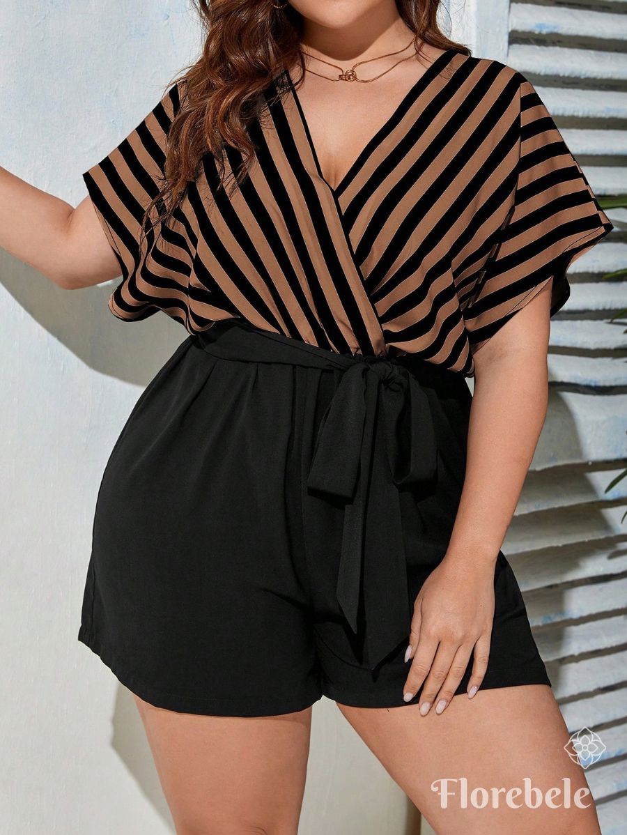 ENTERITO CORTO A RAYAS Enterito Plus Size 04 Florebele 0XL