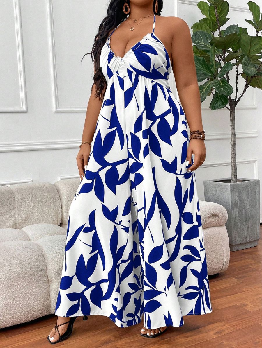 ENTERITO DE TIRANTES ESTAMPADO Enterito Plus SIze 05 Florebele Azul 0XL