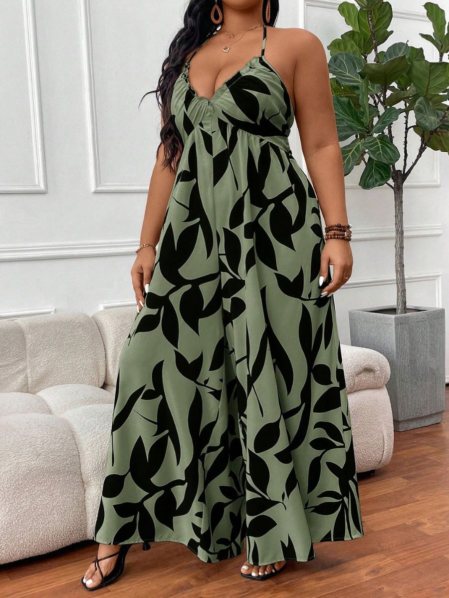 ENTERITO DE TIRANTES ESTAMPADO Enterito Plus SIze 05 Florebele Verde 0XL