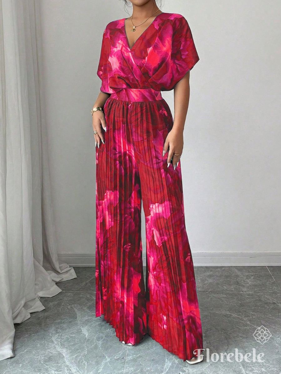 ENTERITO PLISADO CON ESCOTE EN V Enterito 09 Florebele Rojo S