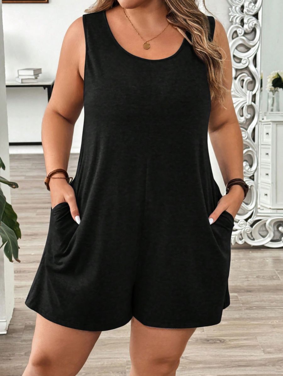 ENTERITO SIN MANGAS CORTO Enterito Plus SIze 07 Florebele Negro 0XL