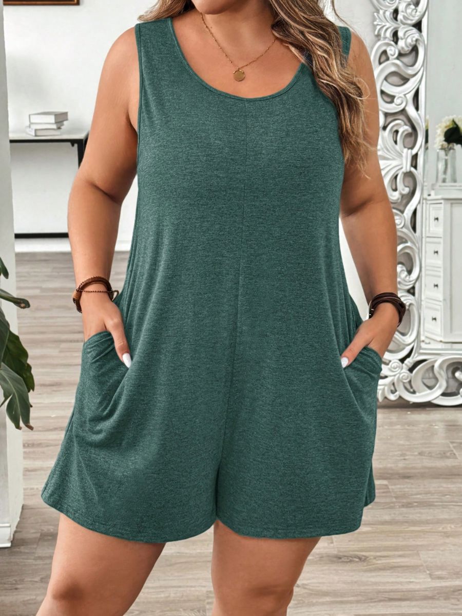 ENTERITO SIN MANGAS CORTO Enterito Plus SIze 07 Florebele Verde 0XL