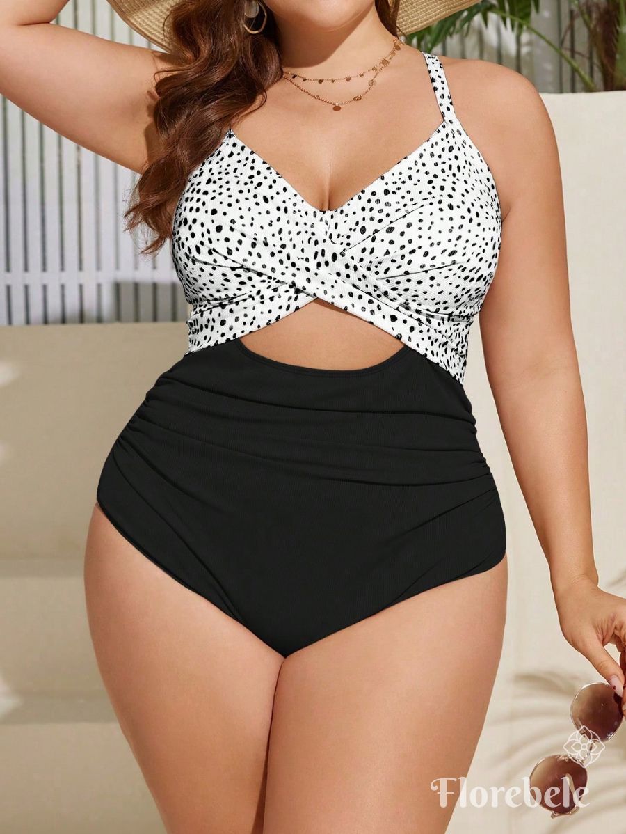 ENTERIZA CON ESTAMPADO DE LUNARES Enteriza Plus Size 13 Florebele 0XL