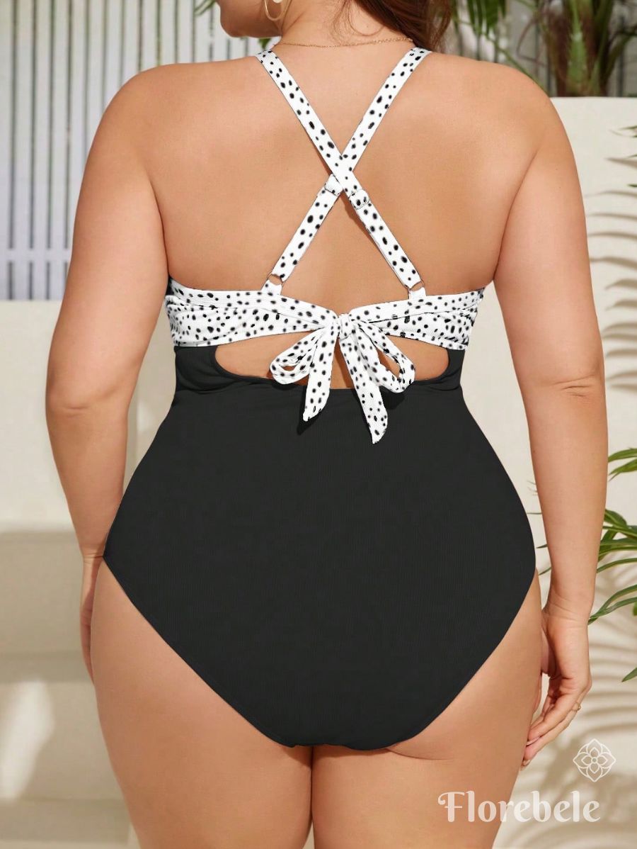 ENTERIZA CON ESTAMPADO DE LUNARES Enteriza Plus Size 13 Florebele