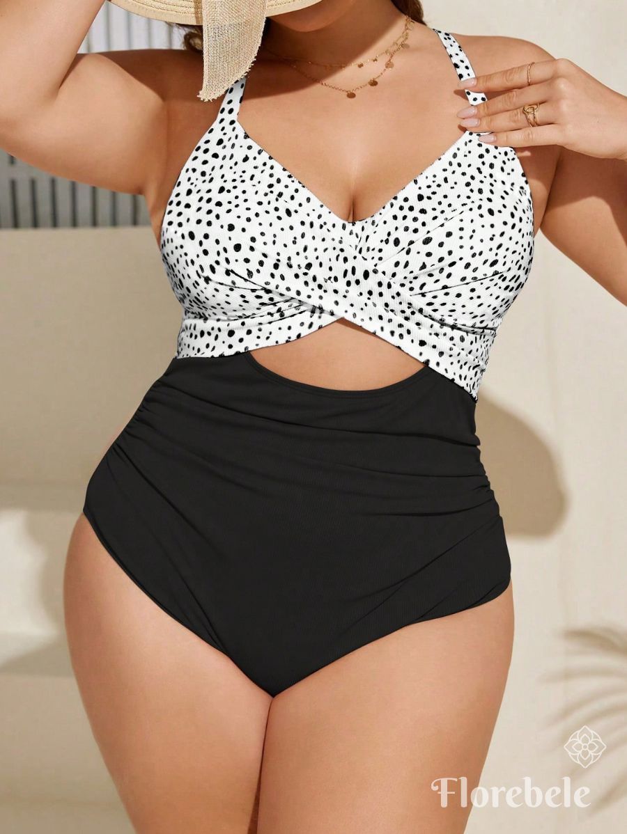 ENTERIZA CON ESTAMPADO DE LUNARES Enteriza Plus Size 13 Florebele