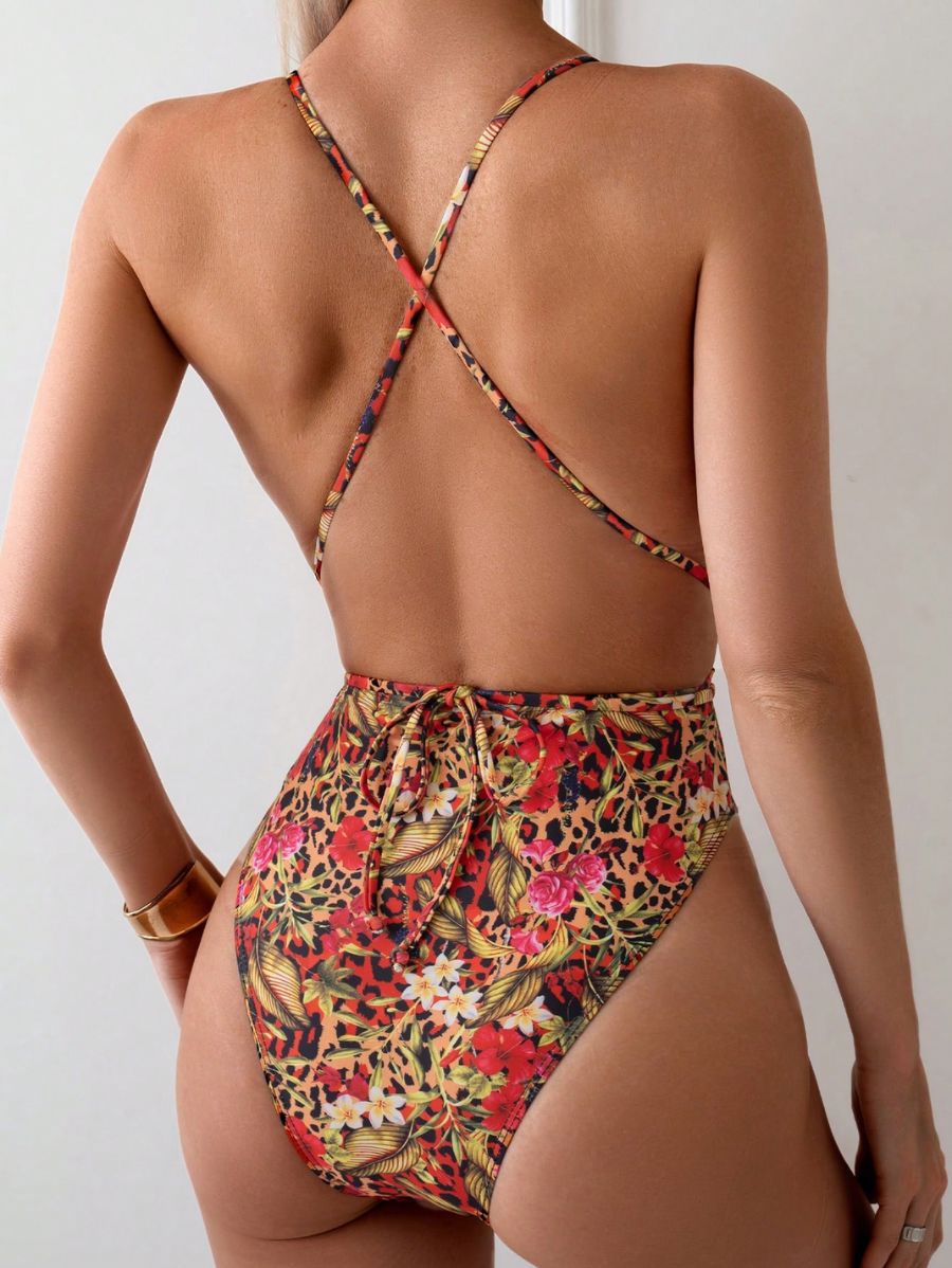 ENTERIZA CON ESTAMPADO LEOPARDO Y FLORAL Enteriza 30 Florebele