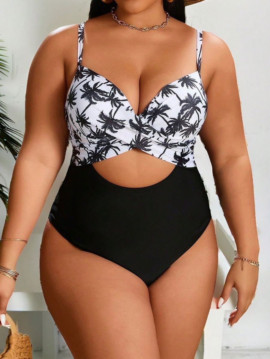 ENTERIZA CON PUSH UP Y ESTAMPADO DE PALMERAS Enteriza Plus Size 21 Florebele