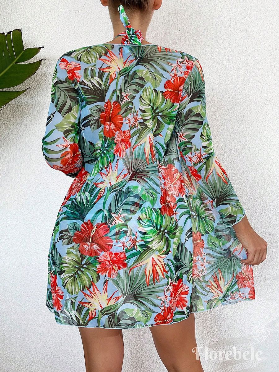 ENTERIZA CON SALIDA Y ESTAMPADO TROPICAL Enteriza 38 Florebele