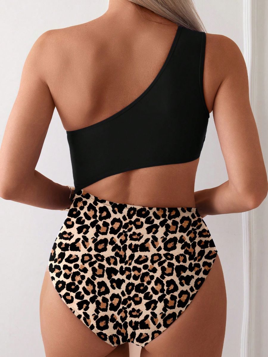 ENTERIZA DE UN HOMBRO CON ESTAMPADO LEOPARDO Enteriza 34 Florebele
