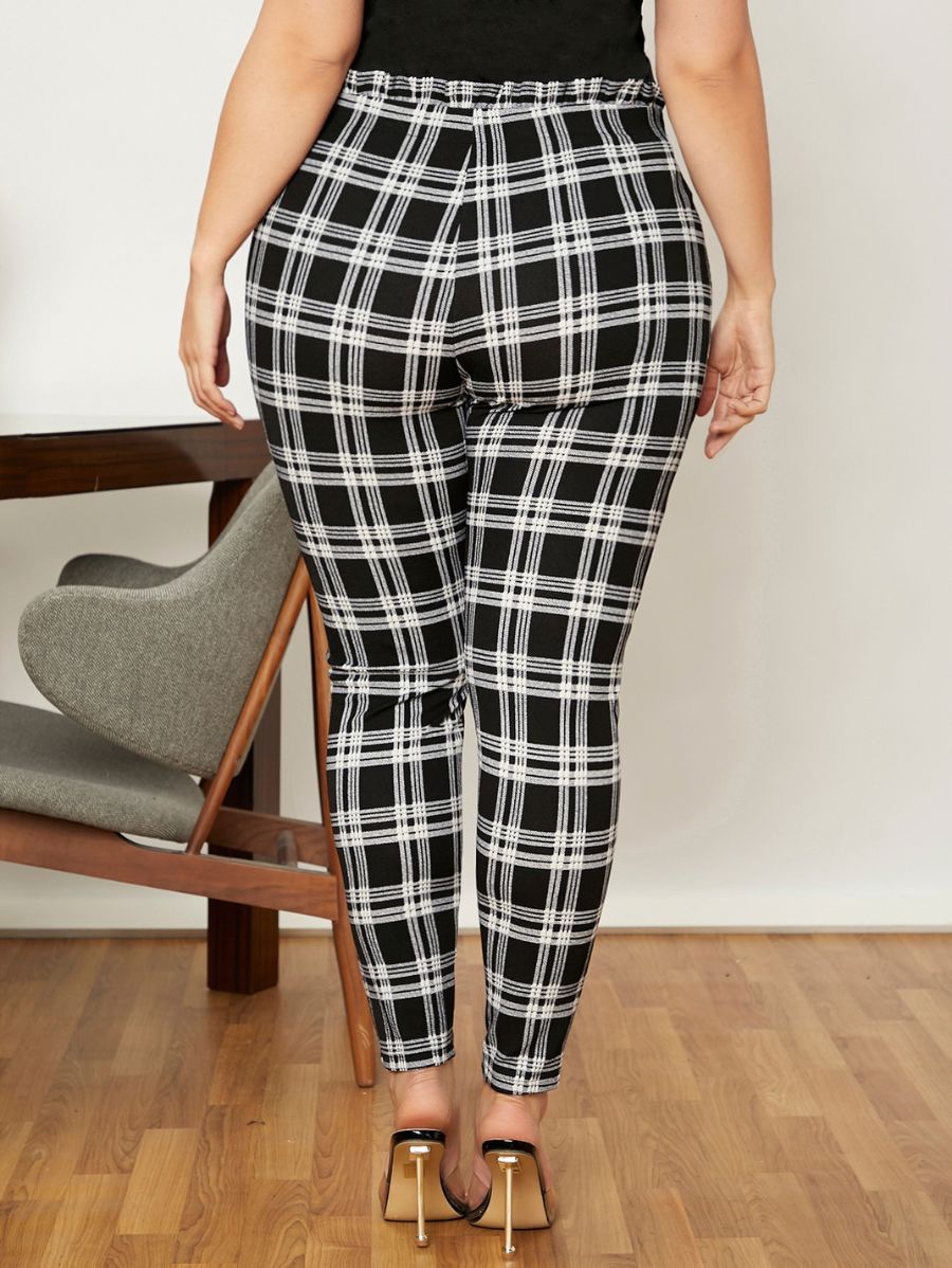 PANTALÓN A CUADROS CON LAZO Pantalón Plus Size 08 Florebele