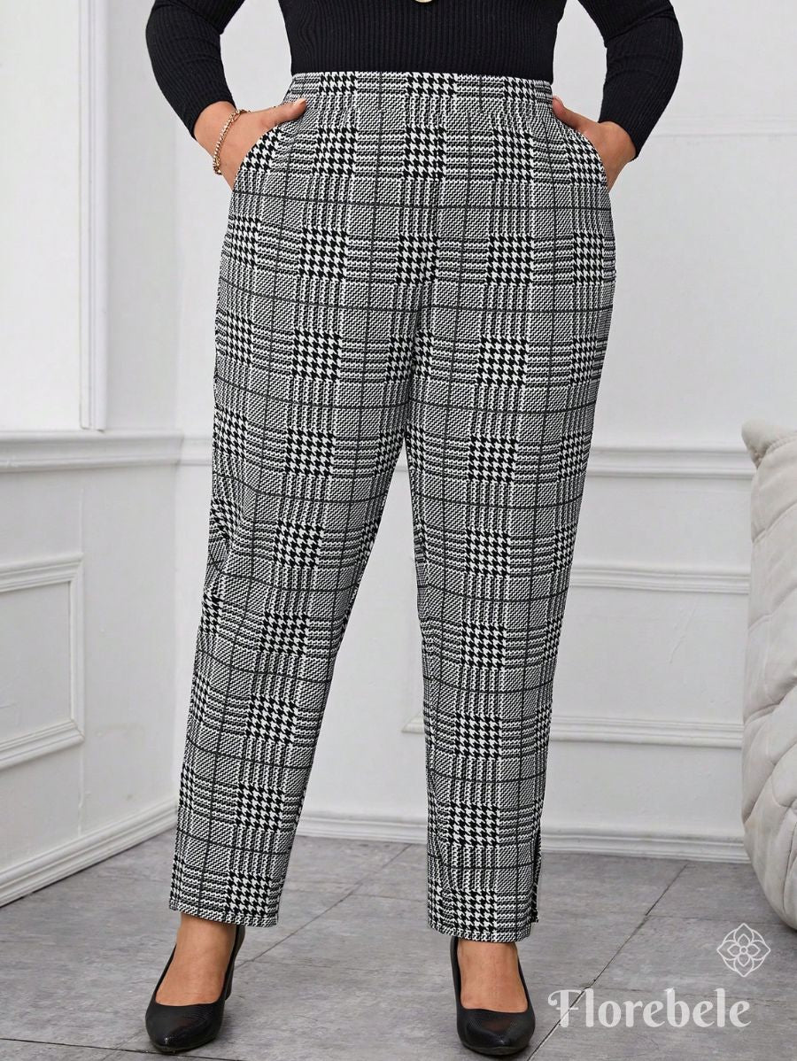 PANTALÓN A CUADROS ELÁSTICO Pantalón Plus Size 06 Florebele 1XL