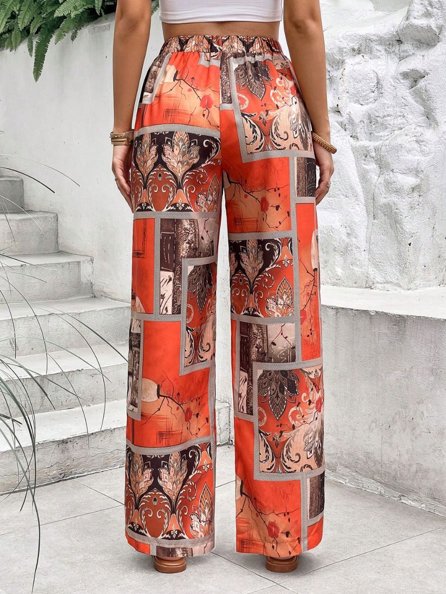 PANTALÓN CON CINTURA ELÁSTICA ESTAMPADO Pantalón 28 Florebele