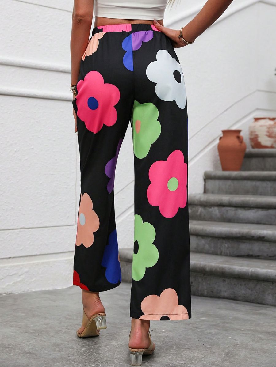 PANTALÓN CON ESTAMPADO DE FLORES Pantalón 13 Florebele