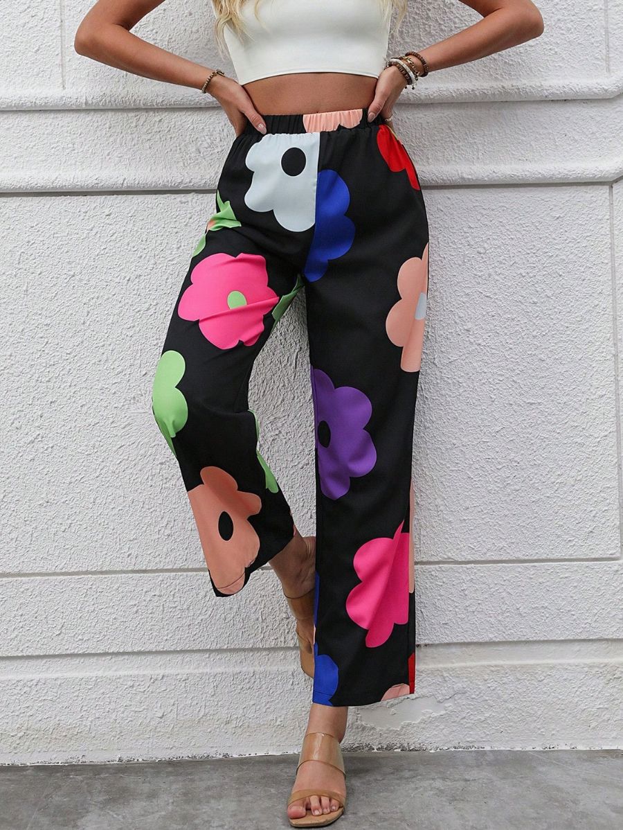 PANTALÓN CON ESTAMPADO DE FLORES Pantalón 13 Florebele