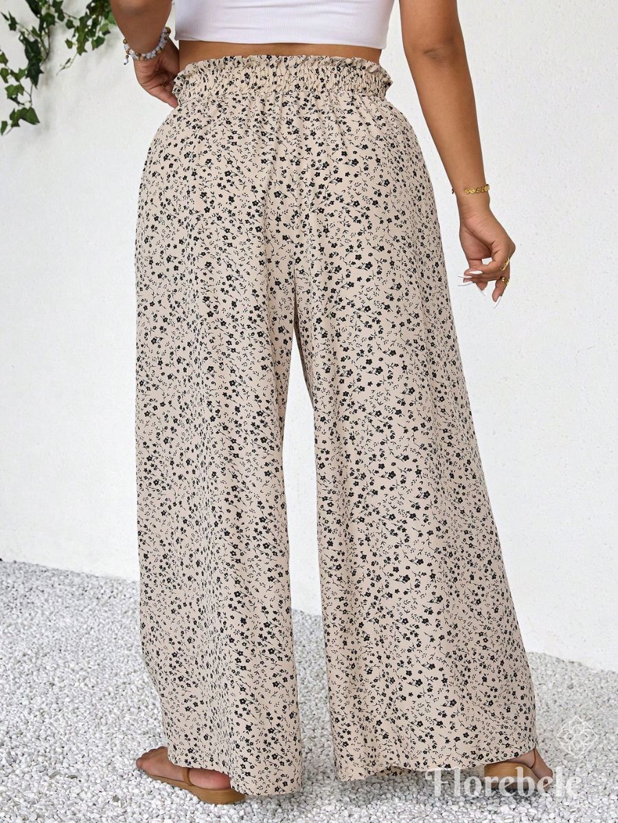 PANTALÓN CON ESTAMPADO FLORAL Y LAZO Pantalón Plus Size 07 Florebele