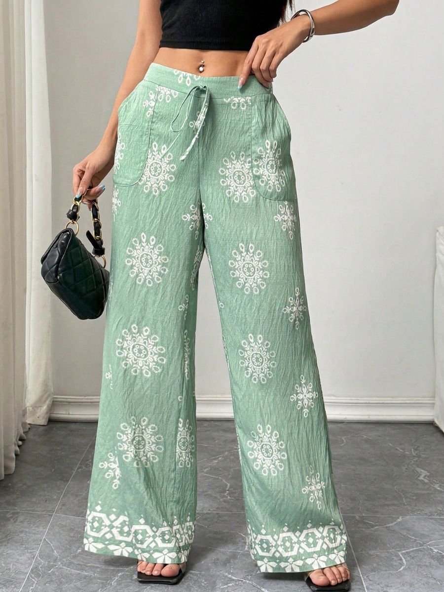 PANTALÓN CON ESTAMPADO GEOMÉTRICO HOLGADO Pantalón 31 Florebele