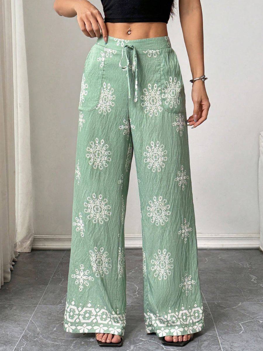 PANTALÓN CON ESTAMPADO GEOMÉTRICO HOLGADO Pantalón 31 Florebele