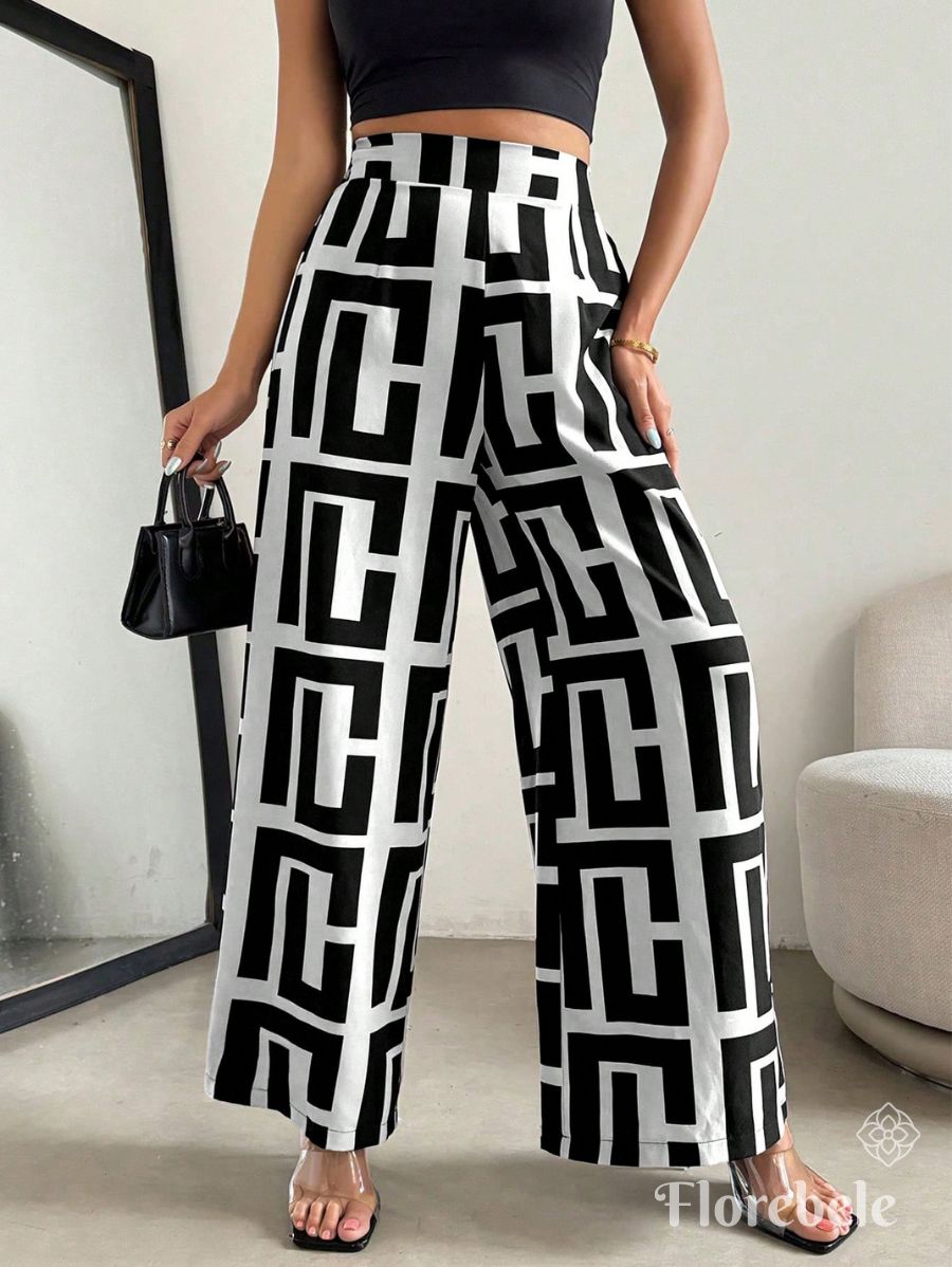 PANTALÓN CON ESTAMPADO GEOMÉTRICO Pantalón 15 Florebele