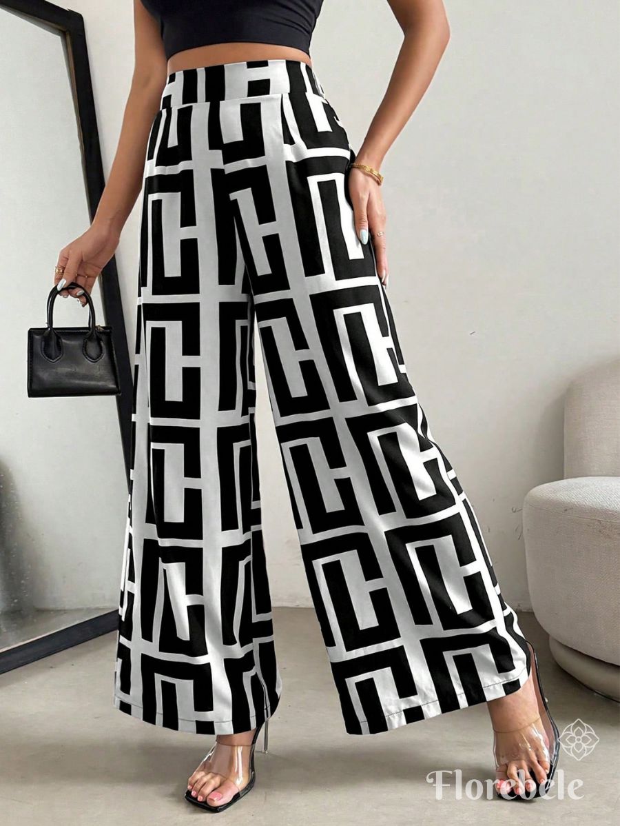 PANTALÓN CON ESTAMPADO GEOMÉTRICO Pantalón 15 Florebele S