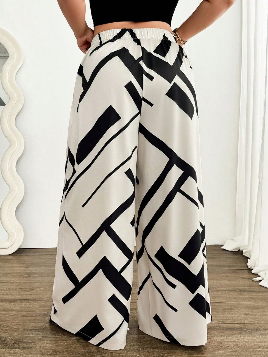 PANTALÓN CON ESTAMPADO GEOMÉTRICO Pantalón Plus Size 04 Florebele