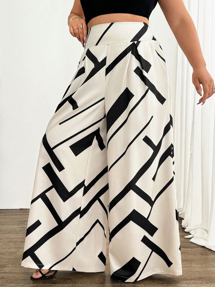 PANTALÓN CON ESTAMPADO GEOMÉTRICO Pantalón Plus Size 04 Florebele