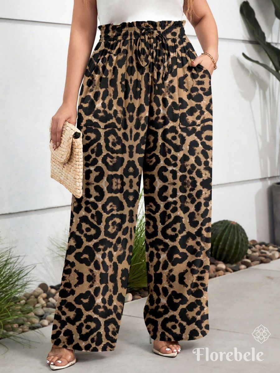 PANTALÓN CON ESTAMPADO LEOPARDO Pantalón Plus Size 05 Florebele 0XL