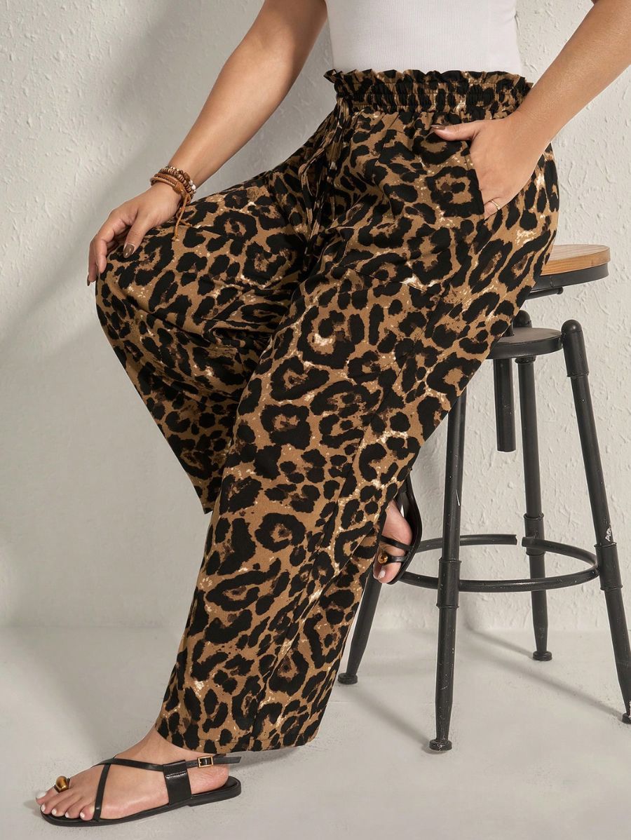 PANTALÓN CON ESTAMPADO LEOPARDO Pantalón Plus Size 10 Florebele