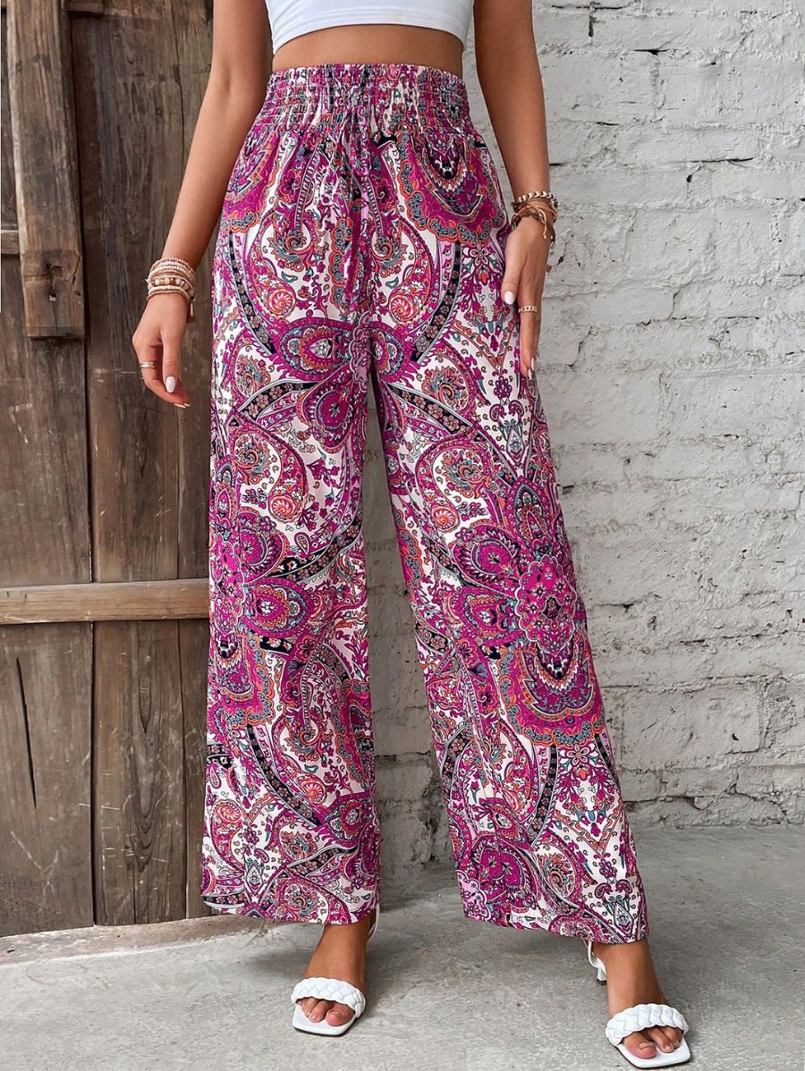 PANTALÓN CON ESTAMPADO PAISLEY Pantalón 27 Florebele Rosa XS