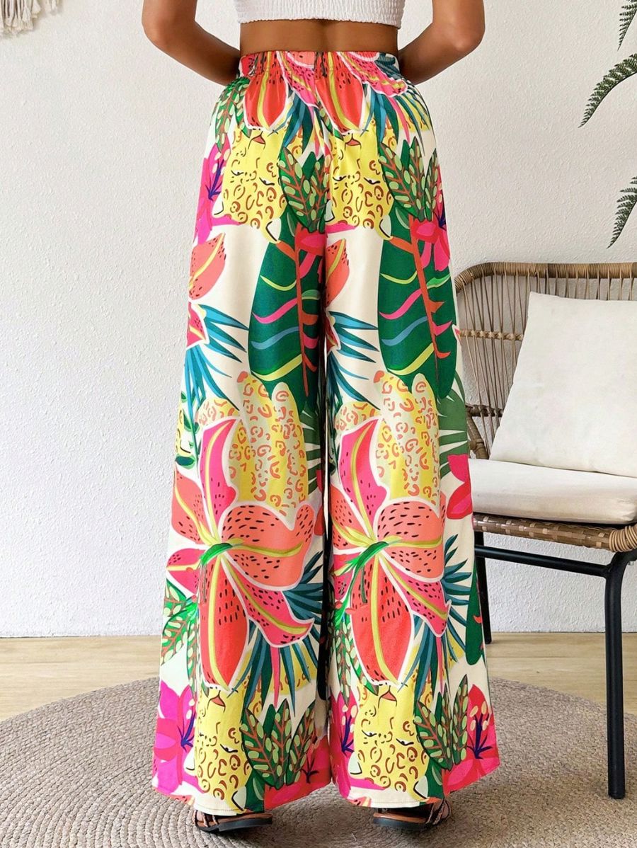 PANTALÓN CON ESTAMPADO TROPICAL Pantalón 35 Florebele