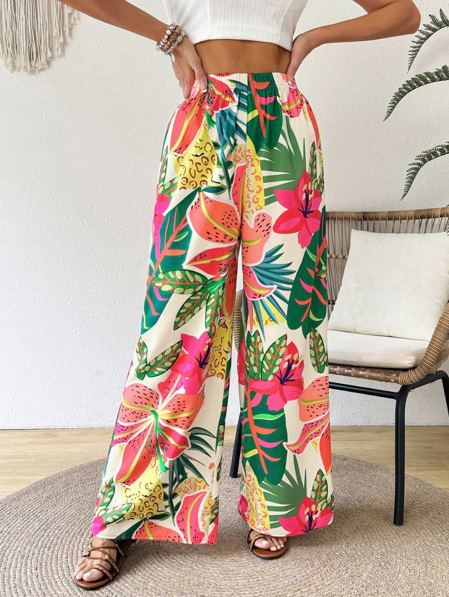 PANTALÓN CON ESTAMPADO TROPICAL Pantalón 35 Florebele