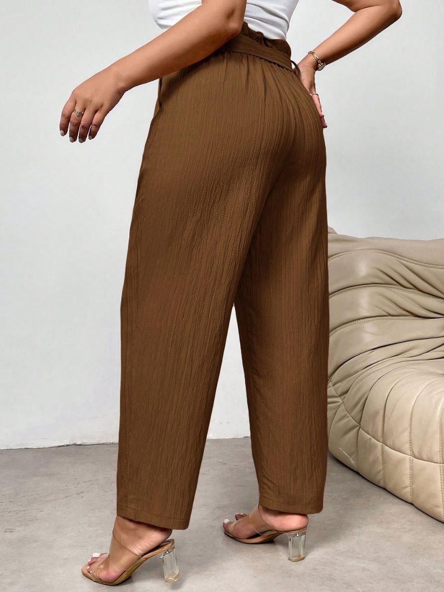PANTALÓN CON LAZO UNICOLOR Pantalón Plus Size 12 Florebele