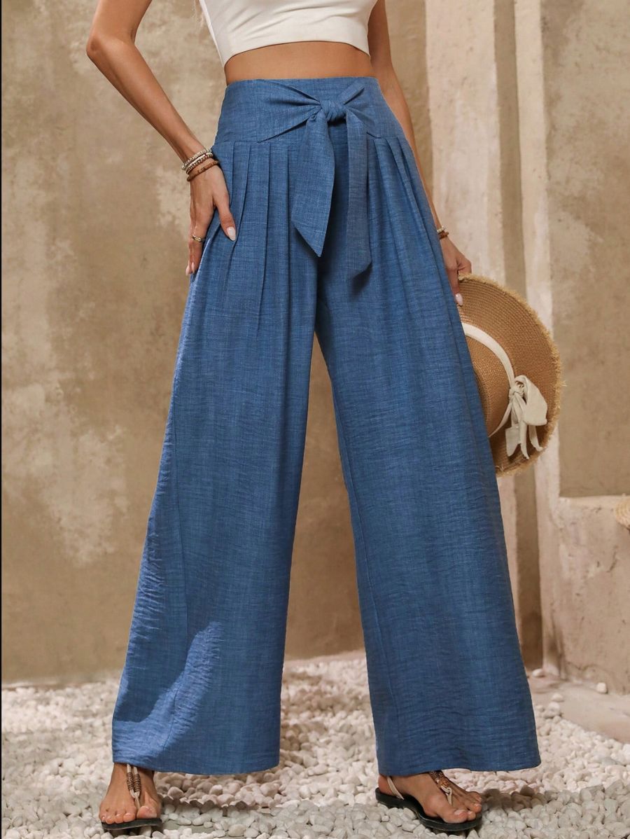 PANTALÓN CON LAZO Y PIERNA ANCHA Pantalón 05 Florebele