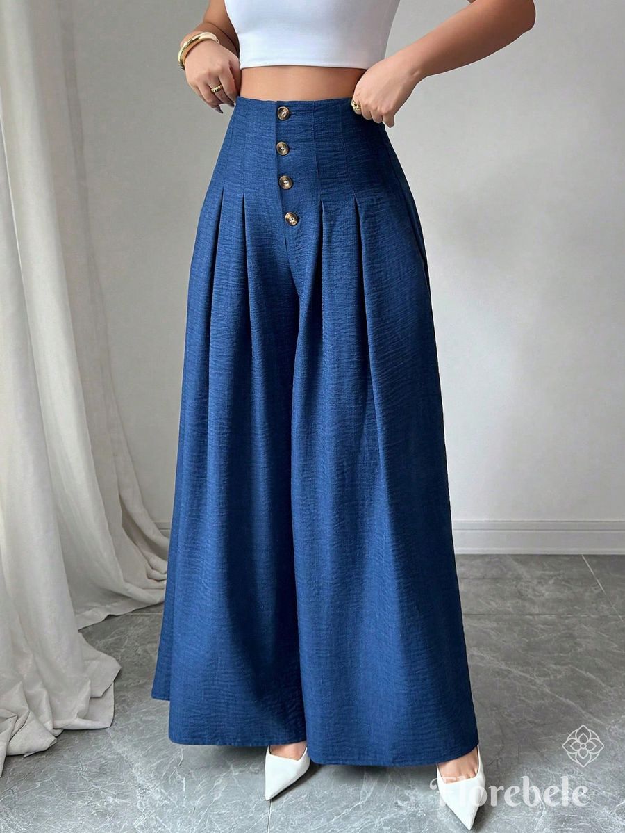 PANTALÓN CON PLIEGUES Y BOTONES Pantalón 17 Florebele S