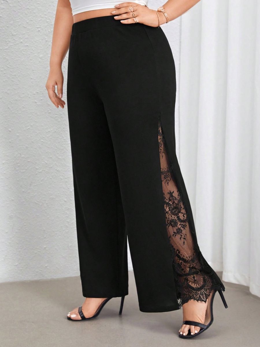 PANTALÓN CON TRANSPARENCIA LATERAL Pantalón Plus Size 07 Florebele 0XL