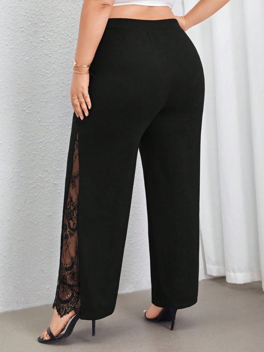 PANTALÓN CON TRANSPARENCIA LATERAL Pantalón Plus Size 07 Florebele